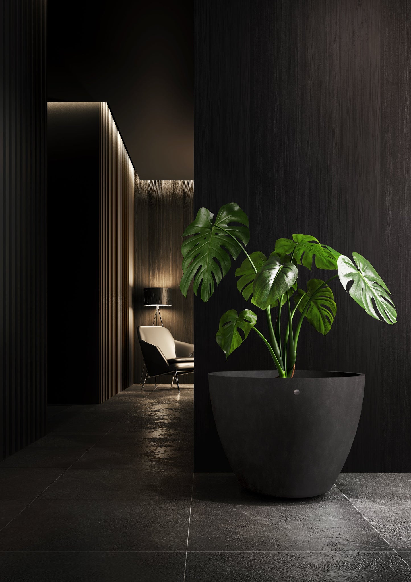 Kukkaruukku Lupo 62cm ruskea kivi