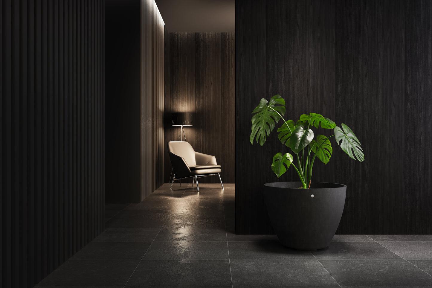 Kukkaruukku Lupo 95cm ruskea kivi